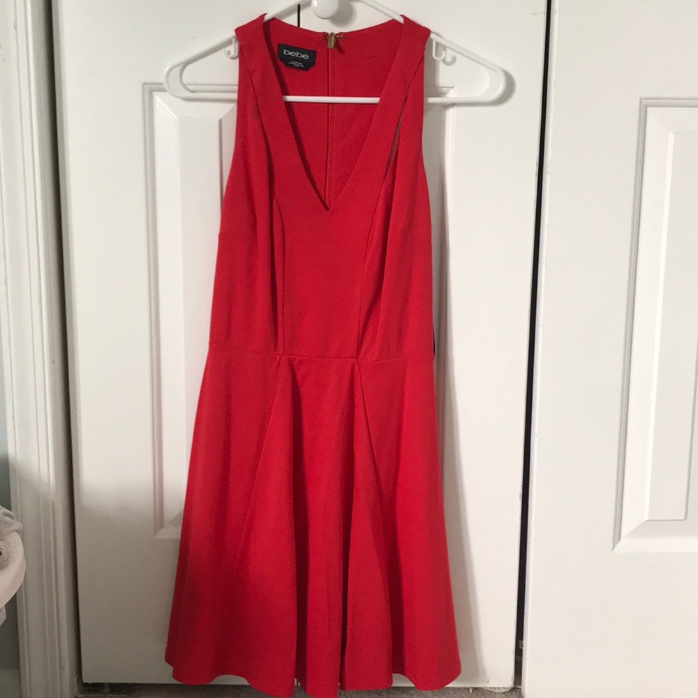 BEBE red v-neck dress